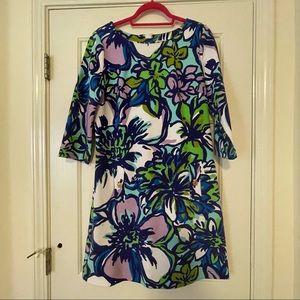 Lilly Pulitzer Charlene Shift Dress in Spectrum Blue Lilac Cat Walk Size L